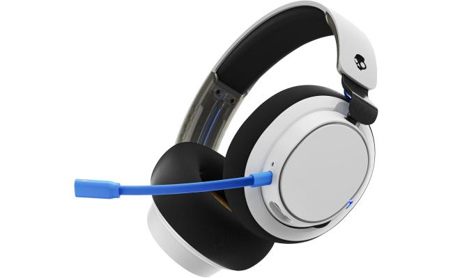 Skullcandy SLYR Pro Wireless Multi-Platform Gaming Headset for PlayStation, Bluetooth Headphones, up to 24 Hrs. Battery, PC, Nintendo Switch, 2.4GHz Low Latency Wireless Transmitter Included - White/Blue